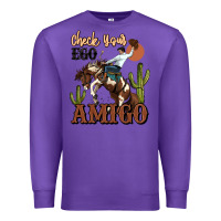 Purple check your ego amigo rodeo cowboy Premium Sweatshirt - MaliasSmallBusiness