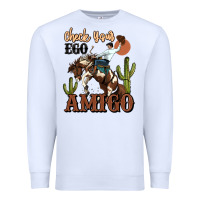 White check your ego amigo rodeo cowboy Premium Sweatshirt - MaliasSmallBusiness