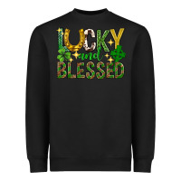Black Lucky and blessed st. patricks day Heavyweight Sweatshirt - Neo Western