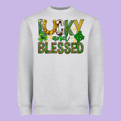 Lucky And Blessed St. Patricks Day Heavyweight Sweatshirt Designed By Neo Western