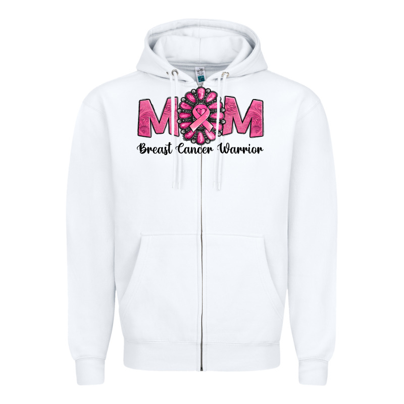 Breast Cancer Warrior Mom Zipper Hoodie by Jasminsmagicworld | Teevron
