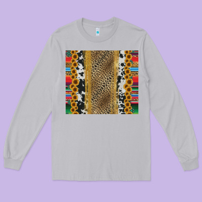Western Serape Cowhide Long Sleeve Tee Designed By Jasminsmagicworld