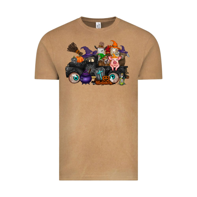 Halloween Farm Animals Truck Vintage Tee by RacoonDesign | Teevron