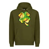 Army Green st. patrick's day clover softball Premium Hoodie - Artiststas