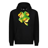 Black st. patrick's day clover softball Premium Hoodie - Artiststas