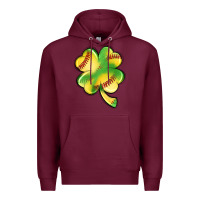 Burgundy st. patrick's day clover softball Premium Hoodie - Artiststas