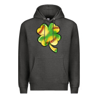 Charcoal Heather st. patrick's day clover softball Premium Hoodie - Artiststas