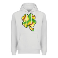 Dove Grey st. patrick's day clover softball Premium Hoodie - Artiststas