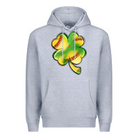 Heather Grey st. patrick's day clover softball Premium Hoodie - Artiststas
