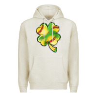 Oatmeal Heather st. patrick's day clover softball Premium Hoodie - Artiststas