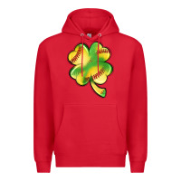 Red st. patrick's day clover softball Premium Hoodie - Artiststas