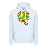 White st. patrick's day clover softball Premium Hoodie - Artiststas