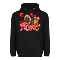 Black xo xo with leopard and cowhide heart Heavyweight Hoodie - NancyCooperArtShop