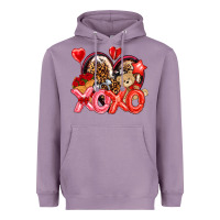 Lavender xo xo with leopard and cowhide heart Heavyweight Hoodie - NancyCooperArtShop