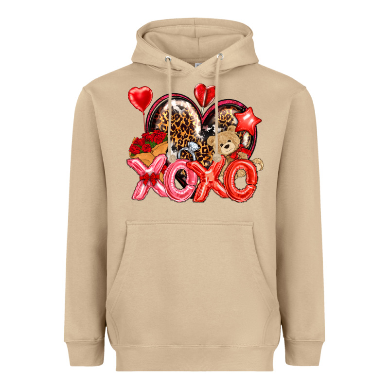 Xo Xo With Leopard And Cowhide Heart Heavyweight Hoodie by NancyCooperArtShop | Teevron