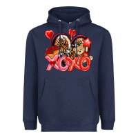 Navy xo xo with leopard and cowhide heart Heavyweight Hoodie - NancyCooperArtShop