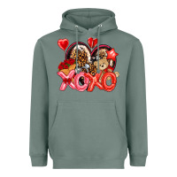 Sage xo xo with leopard and cowhide heart Heavyweight Hoodie - NancyCooperArtShop