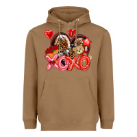 Toasted Coconut xo xo with leopard and cowhide heart Heavyweight Hoodie - NancyCooperArtShop