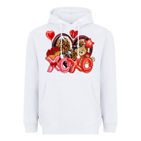 White xo xo with leopard and cowhide heart Heavyweight Hoodie - NancyCooperArtShop