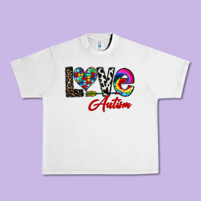 Love Autism Urban Heavy Tee Designed By Cowhidedigitalart
