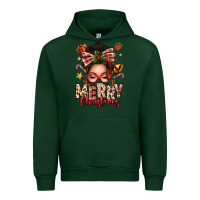 Forest Green merry christmas messy bun Urban Hoodie - texasbilliewilder