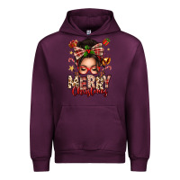 Mauve Wine merry christmas messy bun Urban Hoodie - texasbilliewilder