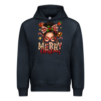 Navy merry christmas messy bun Urban Hoodie - texasbilliewilder