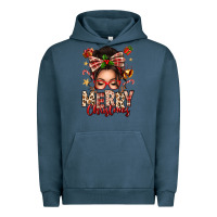 Pigment Midnight Navy merry christmas messy bun Urban Hoodie - texasbilliewilder