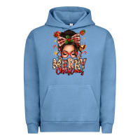 Pigment Pebble Blue merry christmas messy bun Urban Hoodie - texasbilliewilder