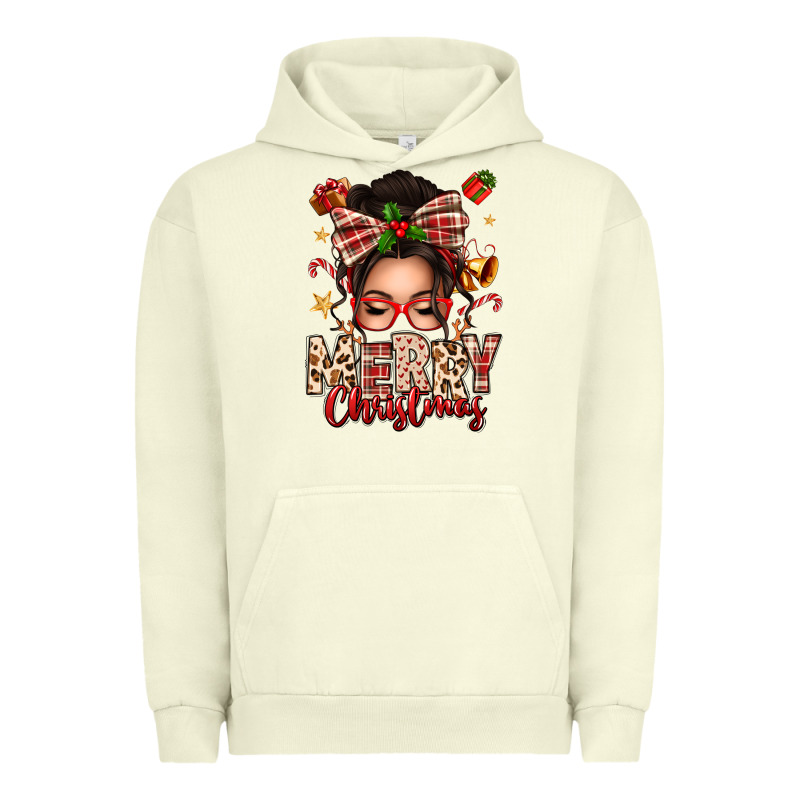 Merry Christmas Messy Bun Urban Hoodie by texasbilliewilder | Teevron