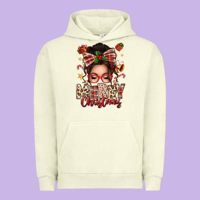 Merry Christmas Messy Bun Urban Hoodie Designed By Texasbilliewilder