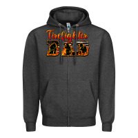 Charcoal Heather American Flag Firefighter Dad Zipper Hoodie - LillyAllenDesigns