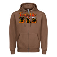 Chestnut American Flag Firefighter Dad Zipper Hoodie - LillyAllenDesigns