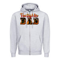 Heather Grey American Flag Firefighter Dad Zipper Hoodie - LillyAllenDesigns