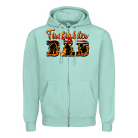 Seafoam American Flag Firefighter Dad Zipper Hoodie - LillyAllenDesigns