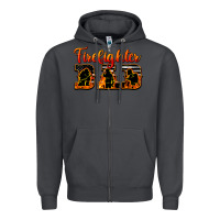 Smoke American Flag Firefighter Dad Zipper Hoodie - LillyAllenDesigns
