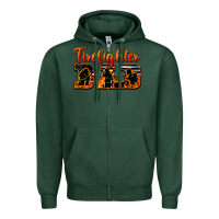 Sports Green American Flag Firefighter Dad Zipper Hoodie - LillyAllenDesigns