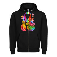 Black all color ribbon with boxing gloves Zipper Hoodie - NancyCooperArtShop