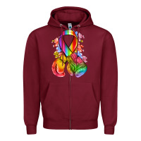 Burgundy all color ribbon with boxing gloves Zipper Hoodie - NancyCooperArtShop