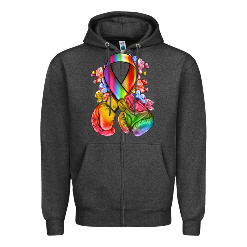 All Color Ribbon With Boxing Gloves Zipper Hoodie by NancyCooperArtShop | Teevron