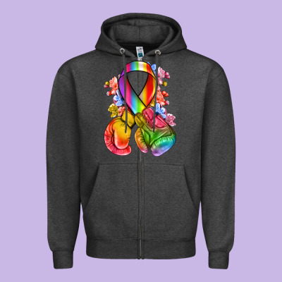 All Color Ribbon With Boxing Gloves Zipper Hoodie Designed By Nancycooperartshop