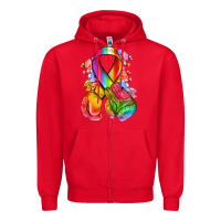 Red all color ribbon with boxing gloves Zipper Hoodie - NancyCooperArtShop