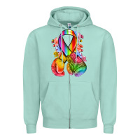 Seafoam all color ribbon with boxing gloves Zipper Hoodie - NancyCooperArtShop