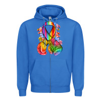 True Royal all color ribbon with boxing gloves Zipper Hoodie - NancyCooperArtShop