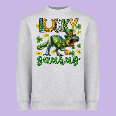 Lucky Saurus St.patricks Day Heavyweight Sweatshirt Designed By Neo Western