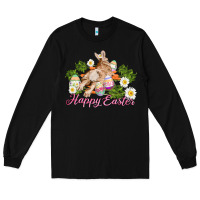 Black easter bunny with carrots and daisy Long Sleeve Tee - AdoDesignShop