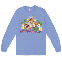 Colony Blue easter bunny with carrots and daisy Long Sleeve Tee - AdoDesignShop