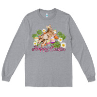 Heather Grey easter bunny with carrots and daisy Long Sleeve Tee - AdoDesignShop
