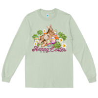 Matcha easter bunny with carrots and daisy Long Sleeve Tee - AdoDesignShop