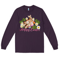 Plum easter bunny with carrots and daisy Long Sleeve Tee - AdoDesignShop
